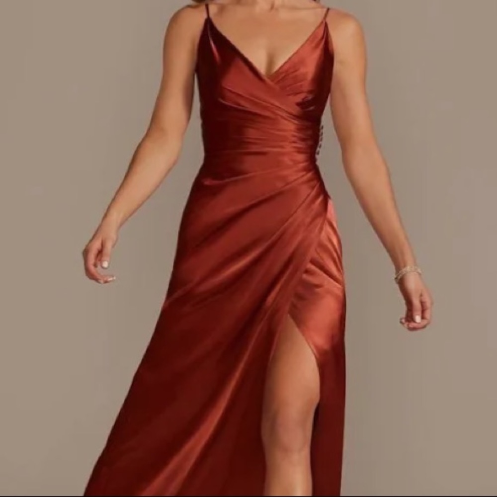 Galina Signature Charmeuse Draped Strappy Bridesmaid Dress
